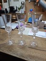  3 Cristal d'Arques Champagnergläser mit Goldrand (Q)