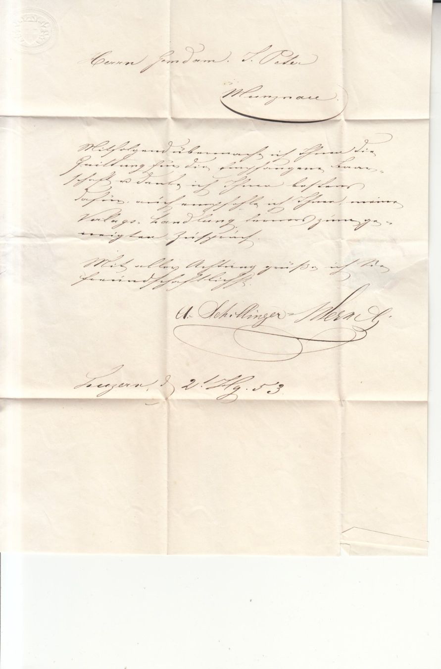 Alle Briefmarken: BoM Luzern-Menznau 1853 – Gebraucht aus Bürglen TG von StampGraf 1