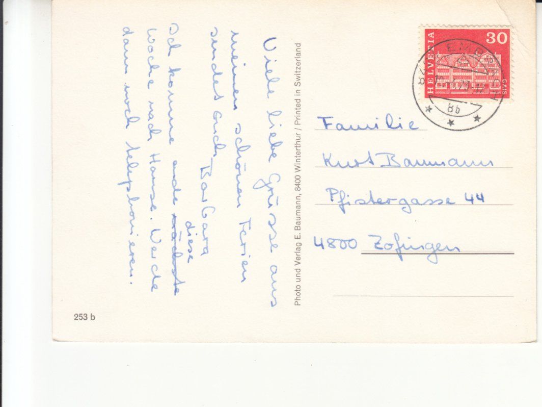 Cartoline postali: Zürich 1973 – Usato da Bürglen TG venduto da StampGraf 1
