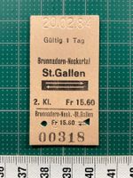 Brunnadern-Neckertal - St. Gallen, altes Bahn Billett, SBB