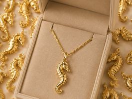 Gold 333  Anhänger Seepferd mit Kette s925