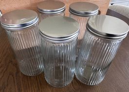 5er Set grosse Vorratsgläser mit Deckel - Schönes Design