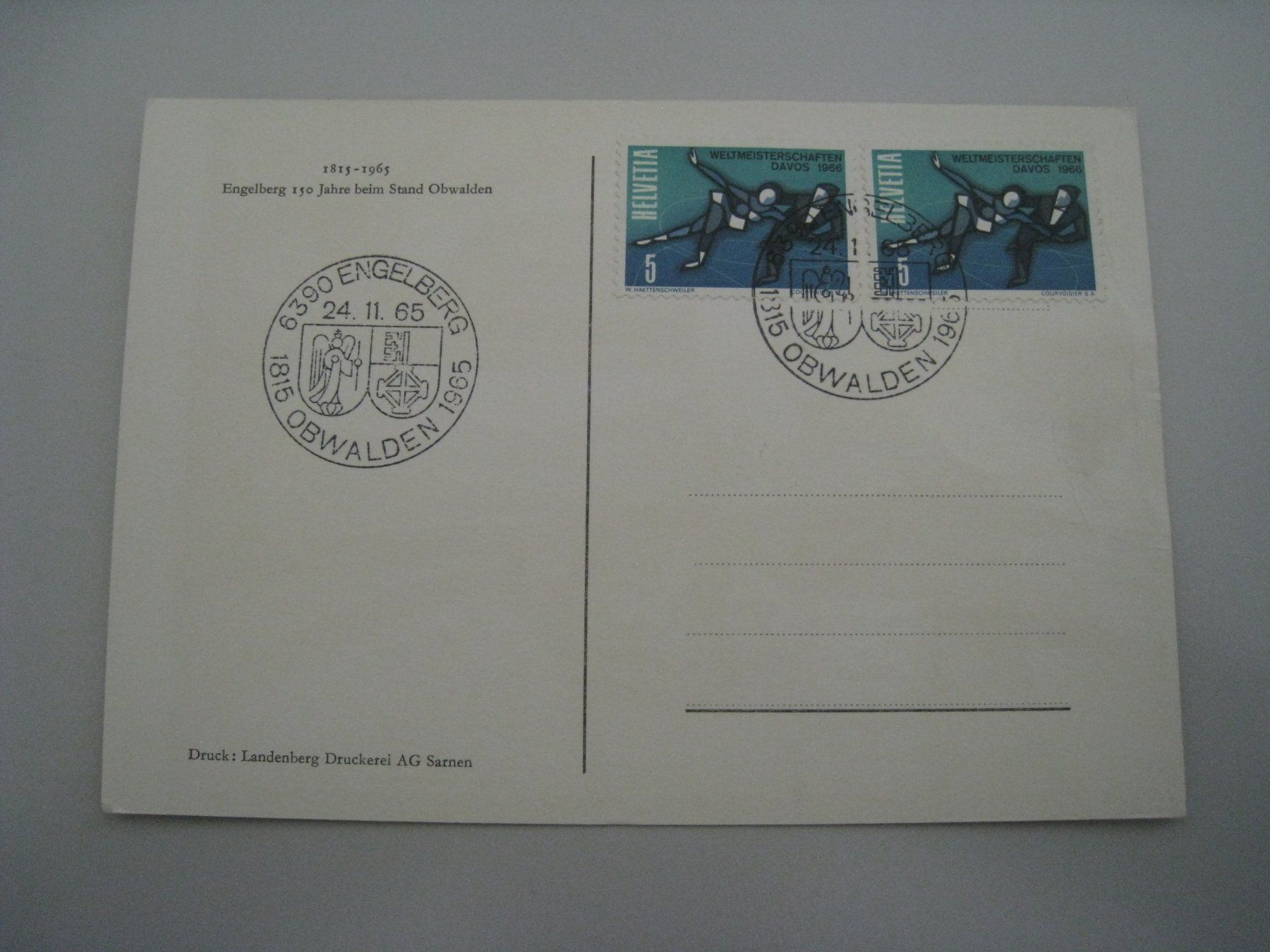 Tutti i francobolli: Engelberg 24.11.1965  top Stempelungen – Usato da Aarwangen venduto da Pinsel7890