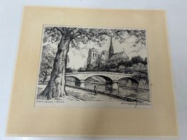 Lithographie von Notre Dame in Paris E. Domènech-Farré