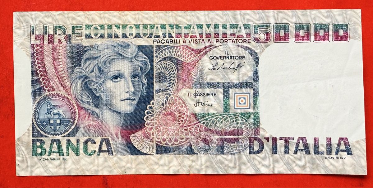 50000 Lire Banknote Italien - Seltenes Seriennummer in Top (Gebraucht ...