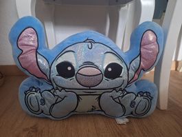 Plüschtier Kissen Stitch Disney Figur blau glitzernd 