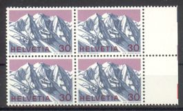 1970, Sondermarke Schweizer Alpen, Viererblöcke, **