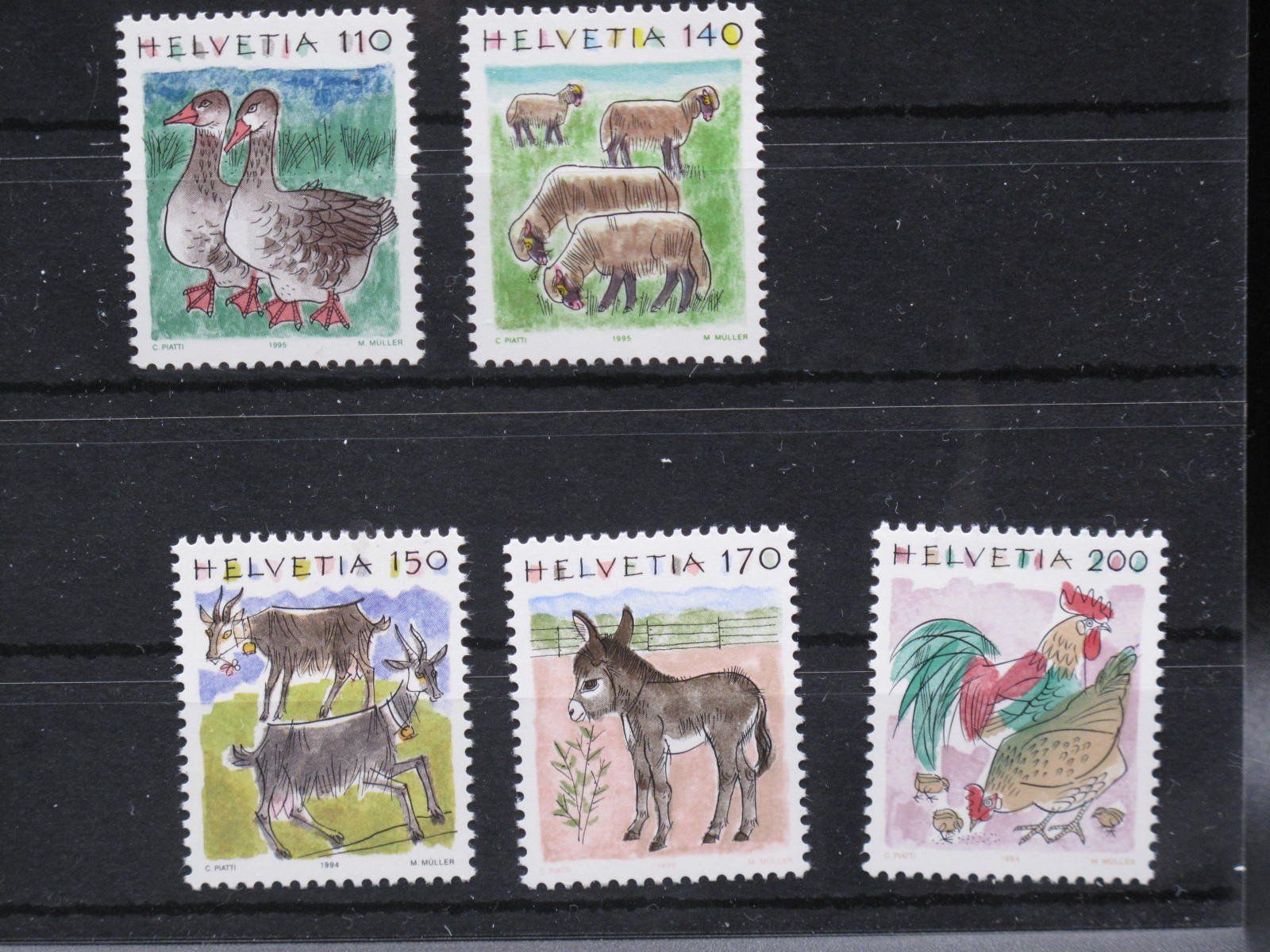 Alle Briefmarken: CH 1994 / 95 Tiere II ** – Gebraucht aus Wil SG von fva01