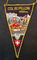 Col du Pillon Fanion brodé ancien Wimpel St Galler Stickerei