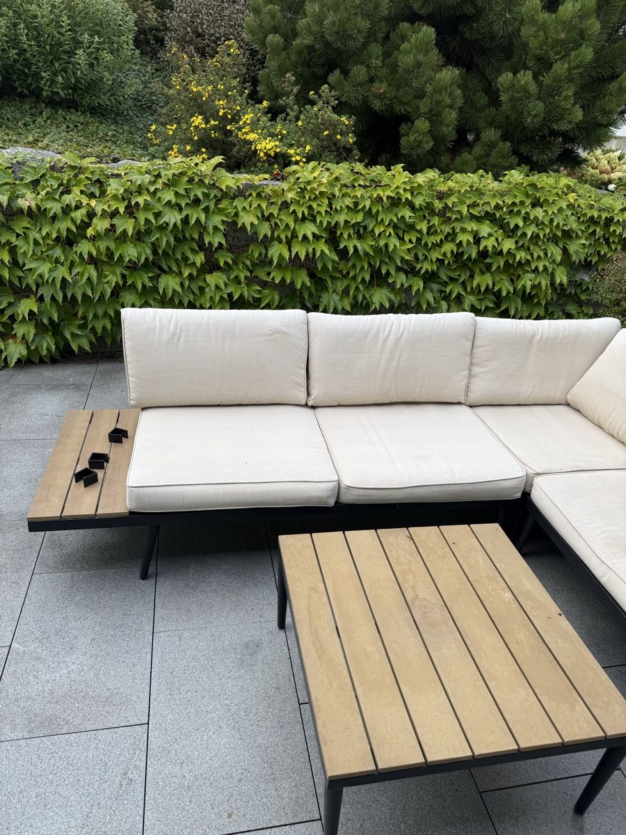 Sofas: Lounge Set Garten Ecksofa Metall Holz beige gebraucht – Gebraucht aus Wollerau von MariiS 2