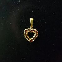 LUXURY - Gold 585 (14 Karat), Herz, mit Granat, Goldanhänger