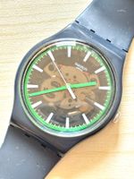 Swatch Armbanduhr schwarz grün skelettiert gebraucht