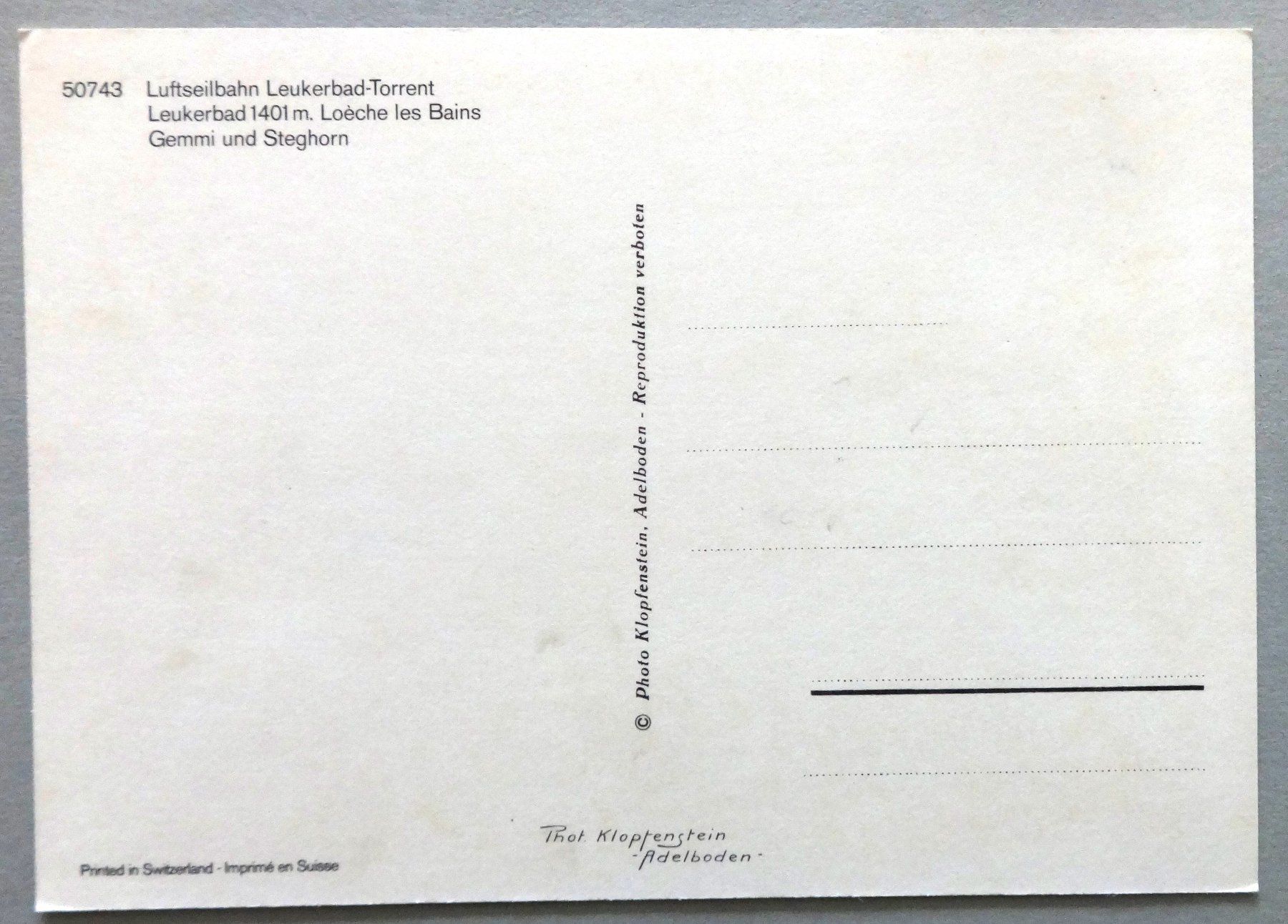 Cartes postales: Luftseilbahn Leukerbad-Torrent – D'occasion à Fétigny par Billy2miny 1