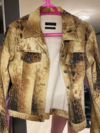 Jeansjacke SAND Leopardenmuster