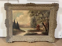 Gemälde mit Rahmen Landschaft Motiv beschädigt ca 100x75cm