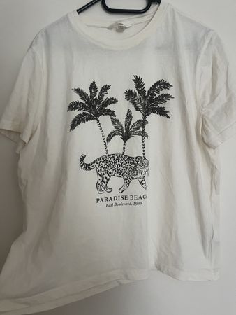 H&M Paradise Beach T-Shirt White Size L Summer Vibes