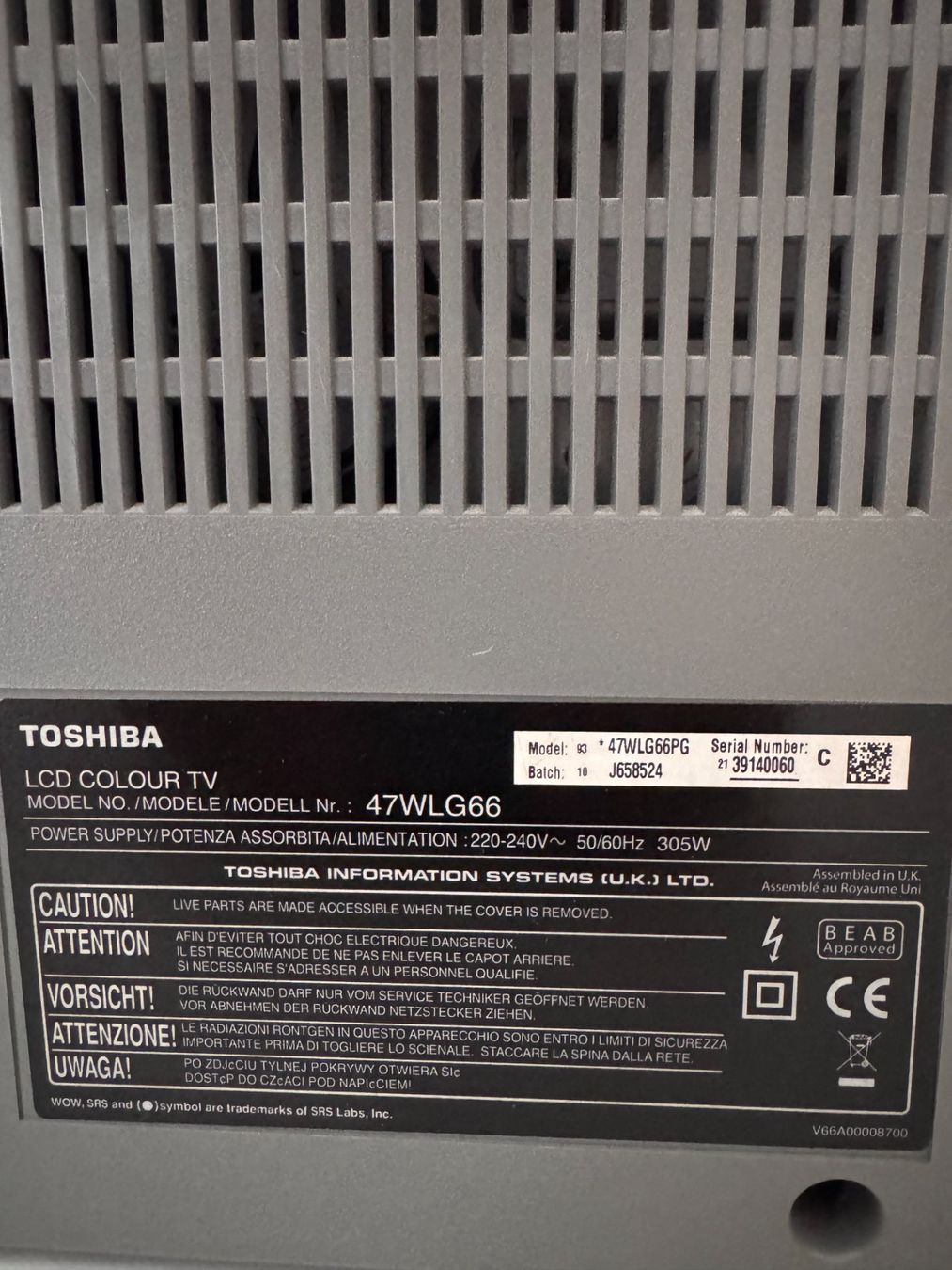 Toshiba Televisori: TOSHIBA 47" LCD Fernseher – Usato da Spreitenbach venduto da Webtempel 4