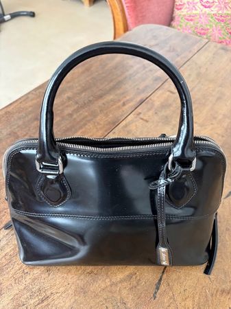 Damen Handtasche ABRO Leder schwarz lackiert
