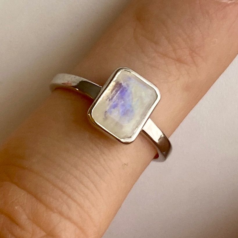 Anelli: Ring Mondstein rechteckig eckig Baguette 925 Silber 49 – Nuovo (secondo la descrizione) da Zürich venduto da goldfisch.schmuck 1