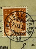 🔥🕹️ Weissenbach BE 1933: Briefmarke HELVETIA + Schwert rar