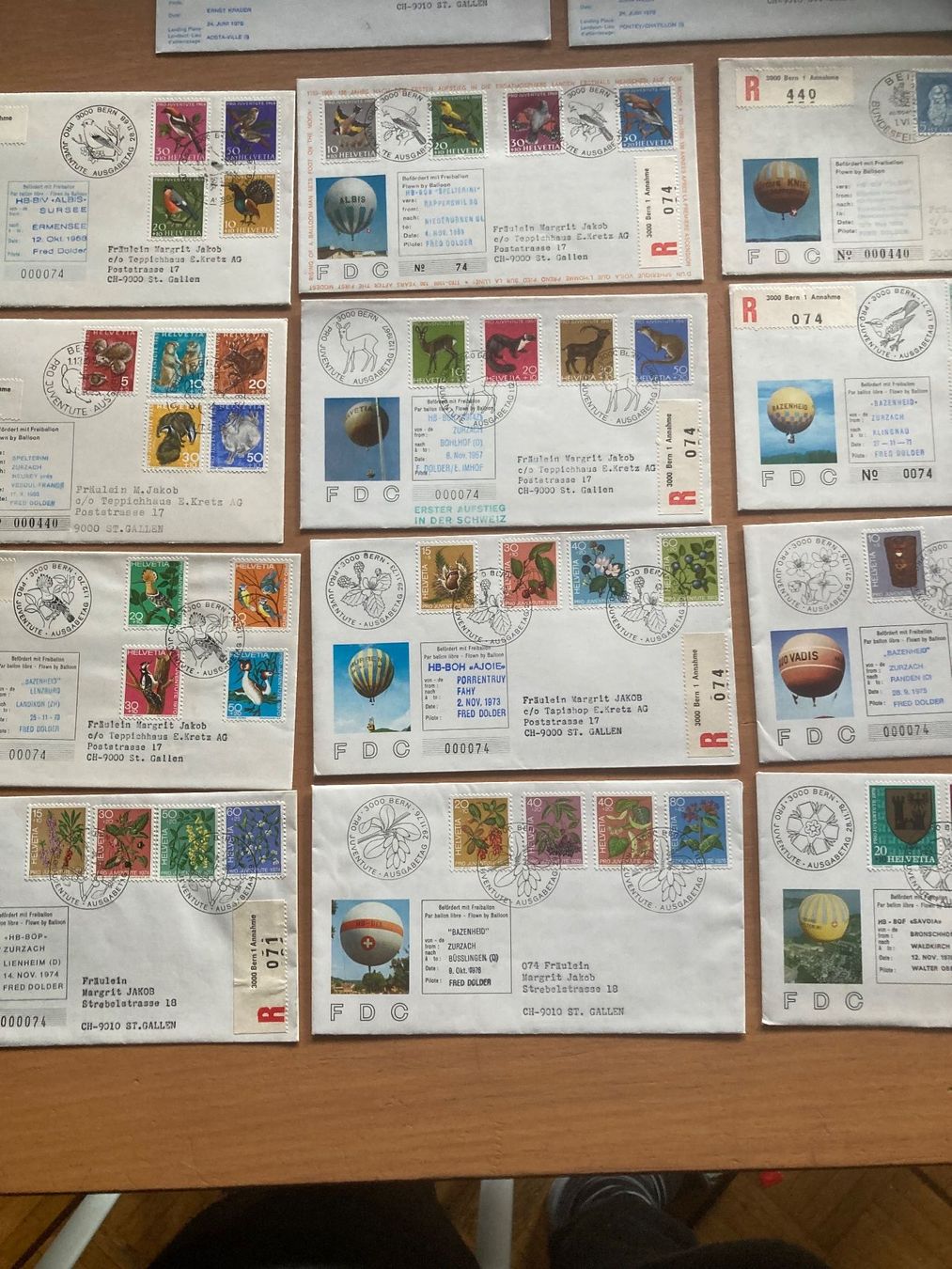 Tutti i francobolli: 14 Briefe FDC Ballonpost / Freiballon – Usato da Kriens venduto da Meier72 2