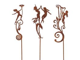 3 Metallstecker Muse aus Rosteisen 110cm Motive ca 42 x 20cm