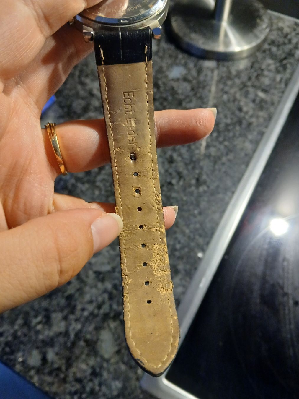 Orologi: Uhr mit Echtleder Armband, Wasserfest – Usato da Niederrohrdorf venduto da Sabrina1041 2