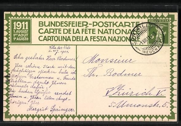 Cartes postales: Schweizer Bundesfeier 1911, Schlachtszen – D'occasion à Berlin par bartko-reher 1