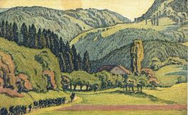 Pro Juventute Karte 1915 "Vallée du Jura près de Fontenais"