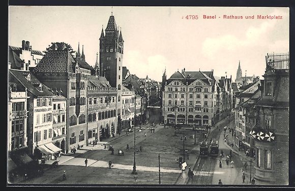 Cartoline postali: Basel, Strassenbahn vor dem Rathaus auf  – Usato da Berlin venduto da bartko-reher