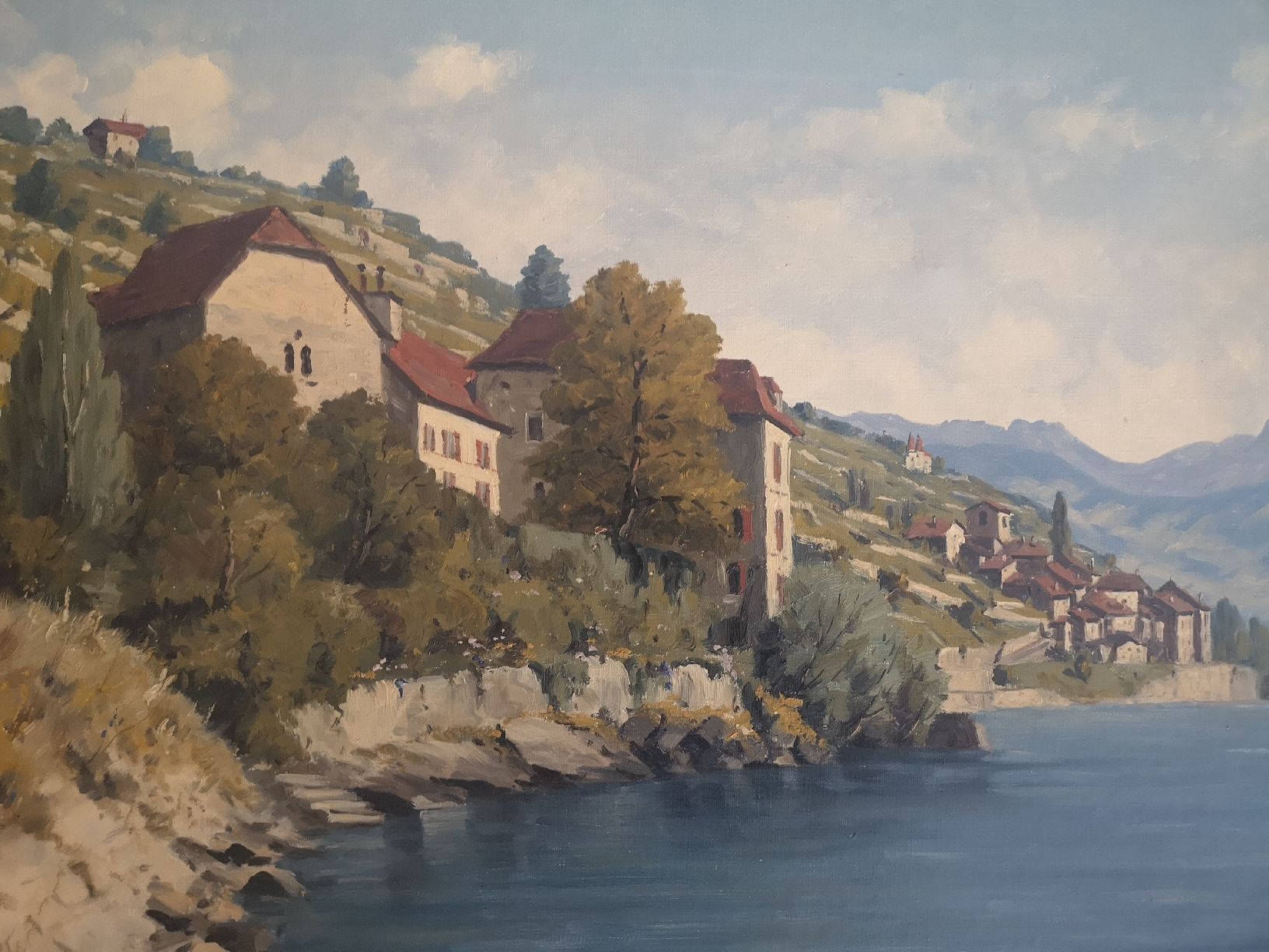 Dipinti: Très beau tableau du peintre Albert Duplain, lac Léman – Usato da Conthey venduto da Cathlouz 5