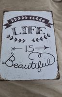 Deko Schild - Life is beautiful - Wandschmuck Vintage
