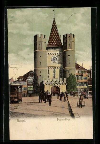 Cartes postales: AK Basel, Spalenthor, Strassenbahn – D'occasion à Berlin par bartko-reher