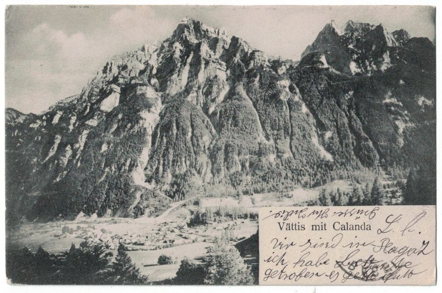 Cartoline postali: Vättis mit Calanda, gelaufen 1904 – Usato da Frauenfeld venduto da POML
