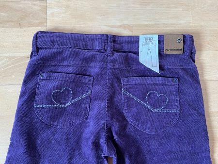 vertbaudet Mädchen Cord Hose, Gr. 150 / 12 Jahre, Lila, NEU