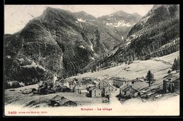 AK Simplon, Le village, l'Eglise, 1905