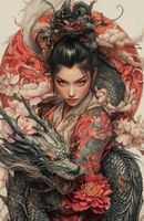 Diamond Painting Geisha & Drachen-63-40x50-426