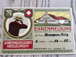 Ehrenmeldung Schützengesellschaft Kreuzlingen 1934