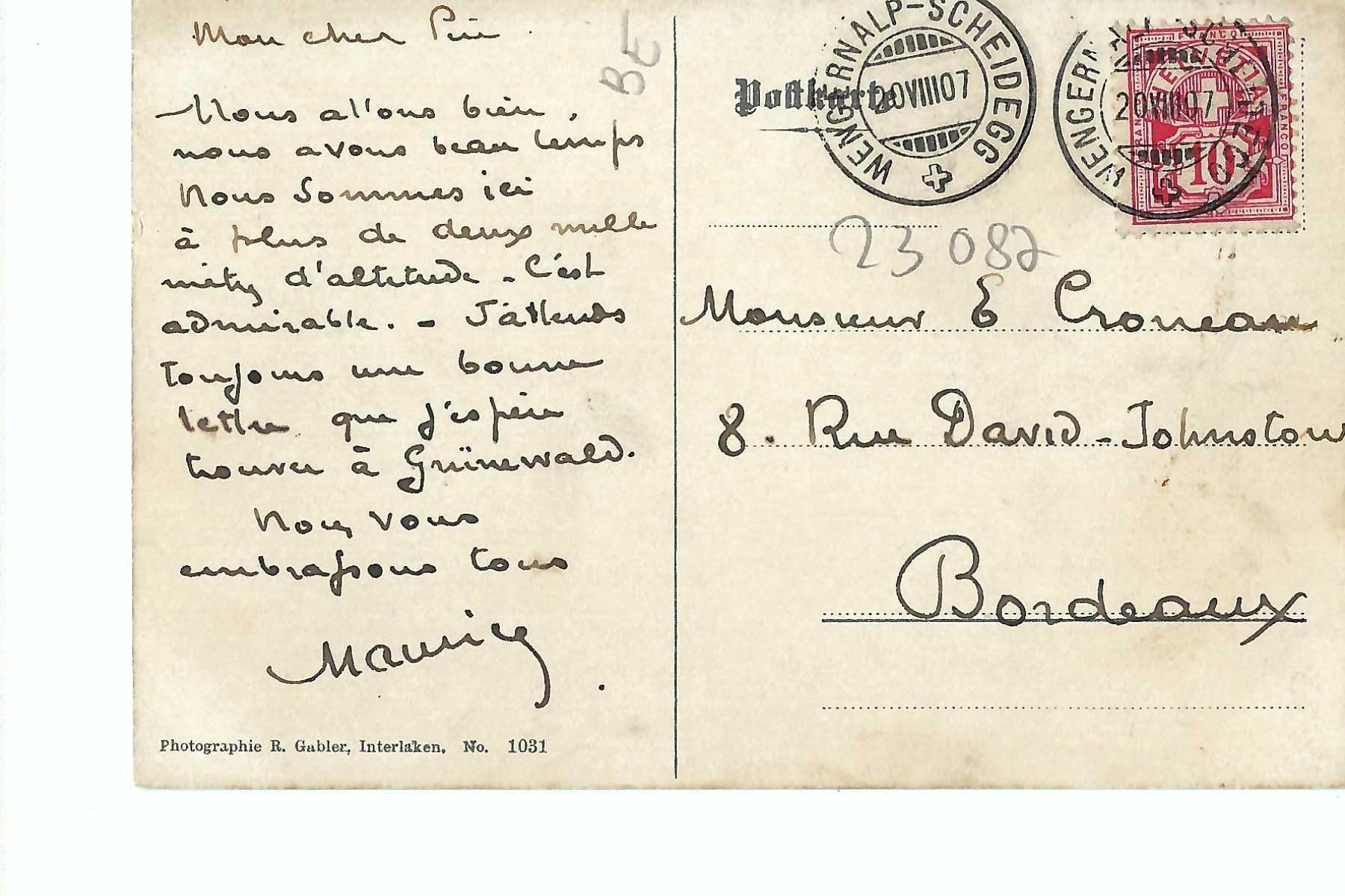 Ansichtskarten: Kleine Scheidegg Eiger und Mönch 1907 – Gebraucht aus Thun von 44wart 1