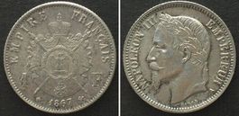 NAPOLEON III. 1 Franc 1867 A Paris, argent SUP-FDC!