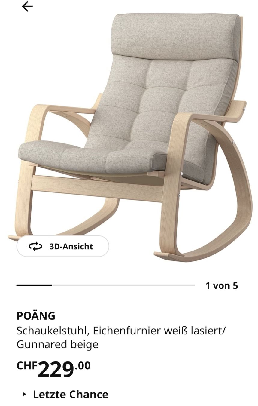 Ikea Poltrone: IKEA POÄNG Schaukelstuhl – Usato da Wallisellen venduto da nikkig. 2