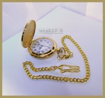 Taschenuhr goldig mit weissem Zifferblatt inkl. Kette neu