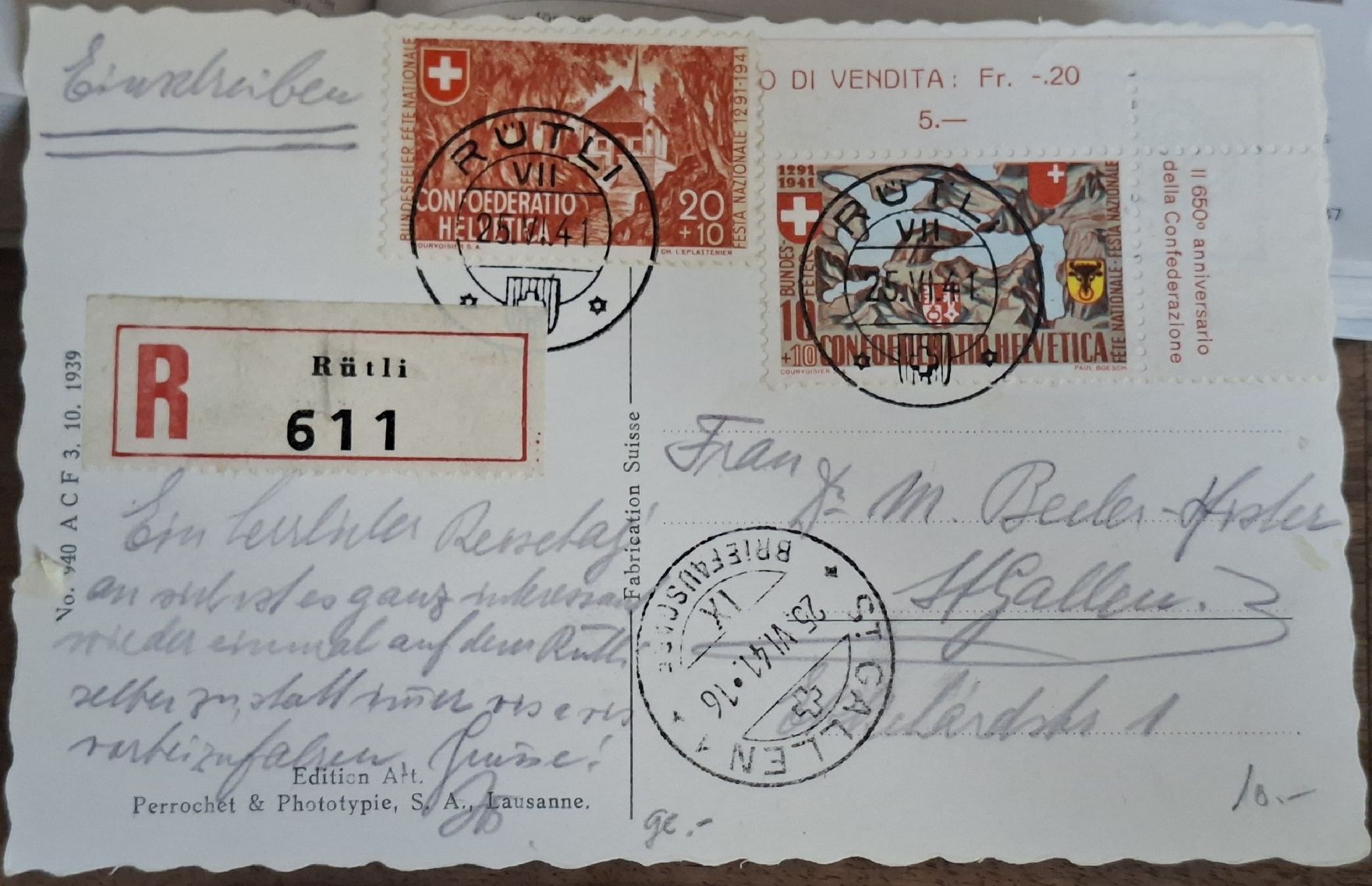 Cartoline postali: Ansichtskarte An der Axenstrasse / Rütli  – Usato da Balgach venduto da SIMEON27
