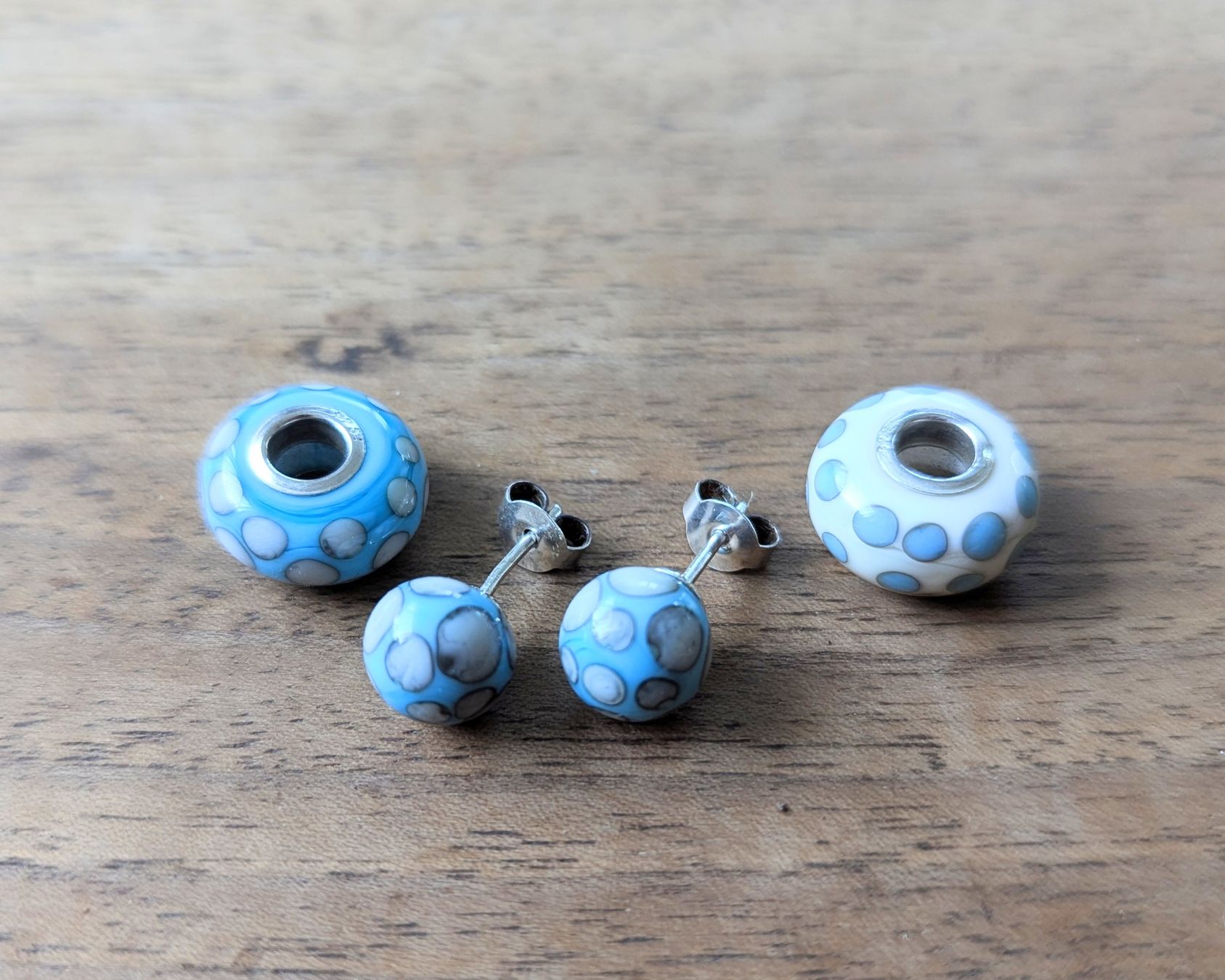 Orecchini pendenti & Orecchini a lobo: Silver 925 2 Glasbeads+Ohrstecker – Usato da Zürich venduto da Stonejewelry 1