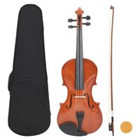 Violine Komplettset mit Bogen und Kinnhalter Dunkles Holz 4/