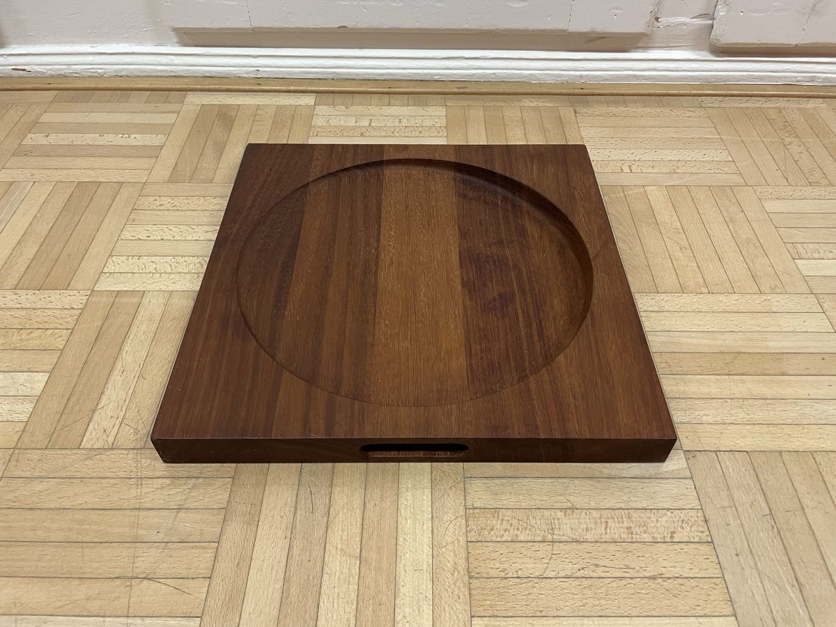 Schalen: Vintage Teak Schale oder Platte Quadrat rund Holzschale 70er – Gebraucht aus Zürich von Vintagewiesel 6