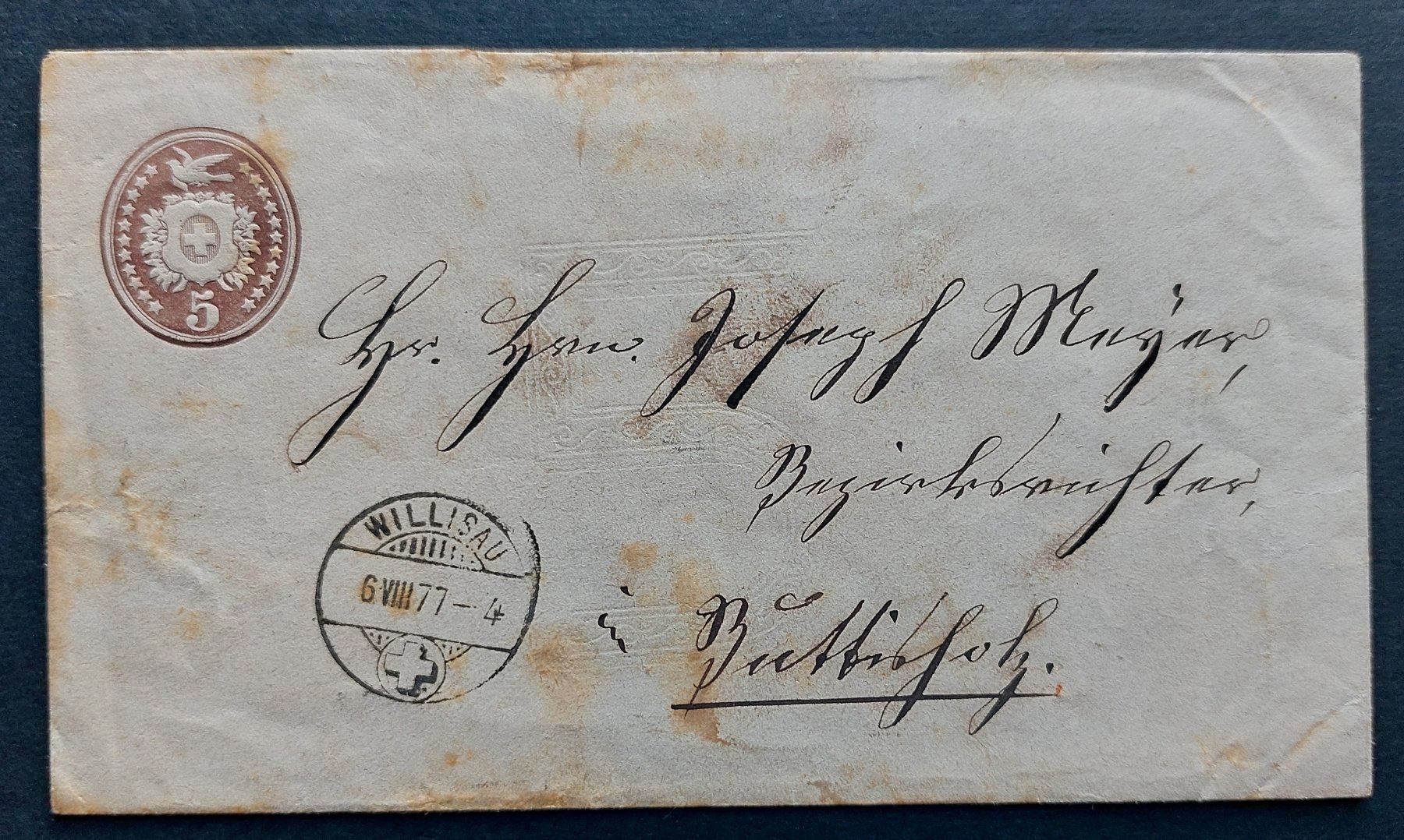 Tutti i francobolli: Tüblibrief 1877, 5 Rp. braun – Usato da Seuzach venduto da Heinz7947