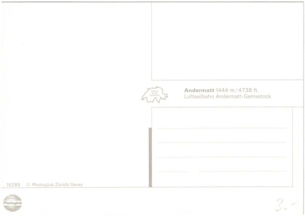 Cartoline postali: Andermatt - Luftseilbahn Andermatt--Gemstock – Usato da Binningen venduto da Mountainrider 1