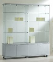 Glasvitrine,ESG Glas,Silber,LED (B.157cmxT.40cmxH.181cm)