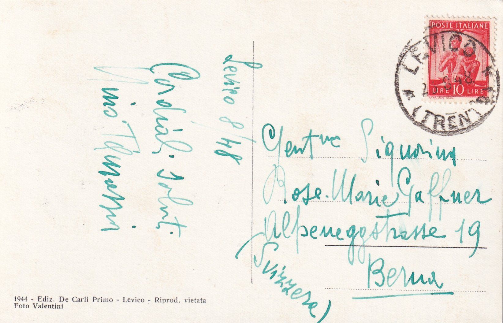 Cartoline postali: Lago di Levico, Cima Pizzo e Cima Manderiolo /mp – Usato da Hombrechtikon venduto da Rudolf07 1